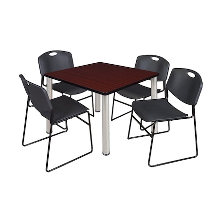 Kee/Zeng Kee Square Table & Chair Set, Wood, Metal, Polypropylene Top TB3636MHBPCM44BK